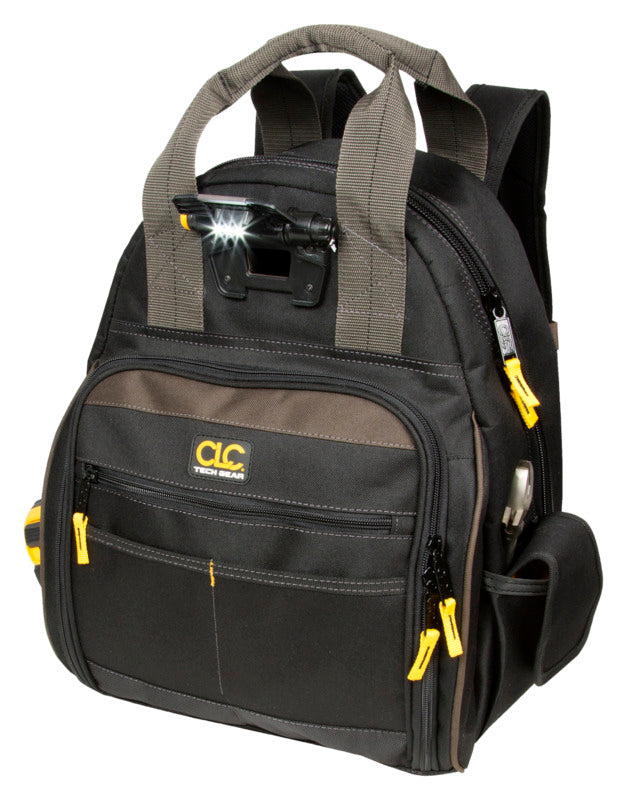 CUSTOM LEATHERCRAFT CLC Tech Gear L255 Backpack, 13 in W, 8 in D, 16 in H, 53-Pocket, Polyester, Black TOOLS CUSTOM LEATHERCRAFT   