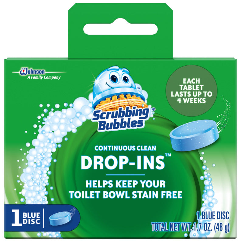 SCRUBBING BUBBLES Scrubbing Bubbles DROP-INS 00191 Toilet Bowl Cleaner, 1.7 oz Pack, Solid, Blue CLEANING & JANITORIAL SUPPLIES SCRUBBING BUBBLES   
