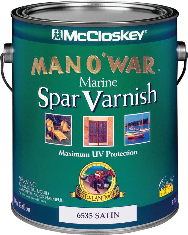 MCCLOSKEY McCloskey Man O' War 080.0006535.007 Marine Spar Varnish, Satin, Clear, Liquid, 1 gal PAINT MCCLOSKEY   