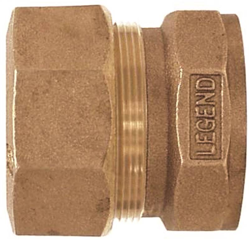 LEGEND VALVE & FITTING Legend T-4355NL Series 313-174NL Pipe Coupling, 3/4 in, Compression x FNPT, Bronze, 100 psi Pressure LAWN & GARDEN LEGEND VALVE & FITTING