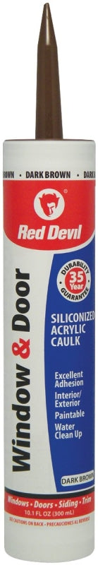 RED DEVIL Red Devil 084640 Siliconized Acrylic Caulk, Dark Brown, -20 to 180 deg F, 10.1 fl-oz Cartridge PAINT RED DEVIL