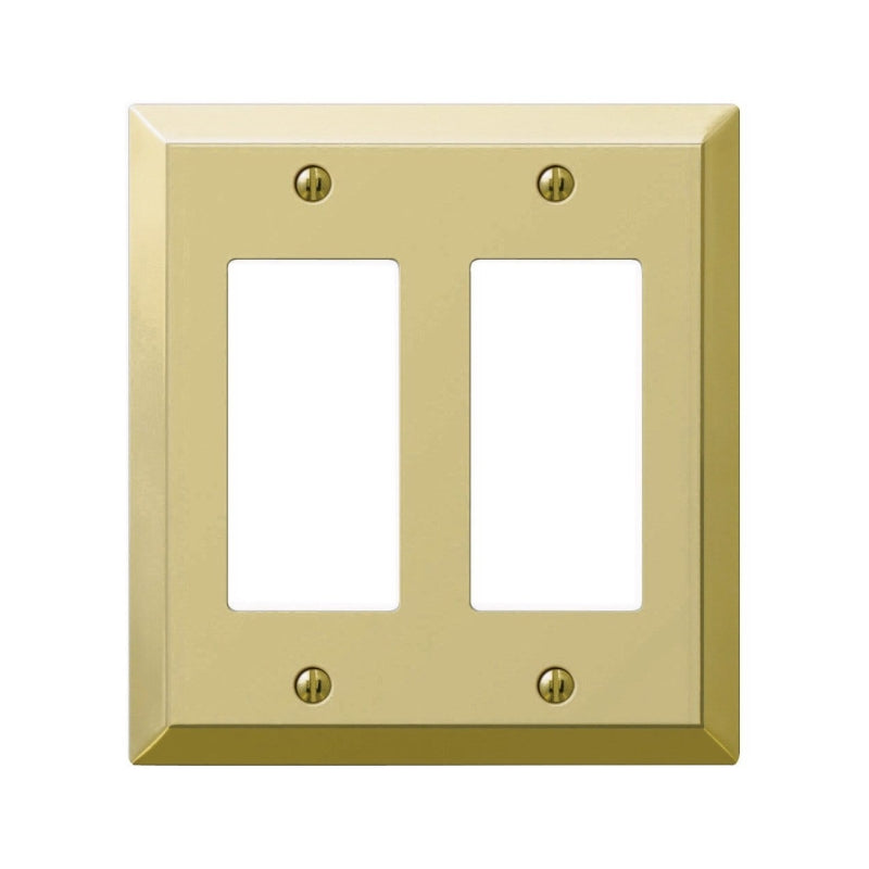 AMERELLE AmerTac Century 163RRBR Wallplate, 4-15/16 in L, 4-9/16 in W, 2 -Gang, Steel, Polished Brass ELECTRICAL AMERELLE