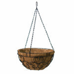 PANACEA PRODUCTS CORP-IMPORT Hanging Basket With Coco Liner, Romantic Style, Black Steel, 14-In. LAWN & GARDEN PANACEA PRODUCTS CORP-IMPORT