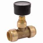 SHARKBITE/CASH ACME Tee Pressure Gauge Assembly Valve, Brass, 3/4 In. PLUMBING, HEATING & VENTILATION SHARKBITE/CASH ACME
