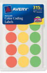 AVERY PRODUCTS CORPORATION Color Coding Labels, Assorted Neon Colors, Round, .75-In., 315-Ct. HOUSEWARES AVERY PRODUCTS CORPORATION   