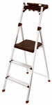 TRICAM INDUSTRIES Step Stool With Tray, 3-Step, Aluminum PAINT TRICAM INDUSTRIES   