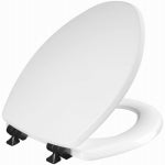 BEMIS MFG. CO. Benton Slow Close Wood Toilet Seat, White, Never Loosens Black Hinge, Elongated PLUMBING, HEATING & VENTILATION BEMIS MFG. CO.