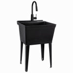 CODA RESOURCES LTD Black Laundry Utility Sink, Black Pull-Down Faucet PLUMBING, HEATING & VENTILATION CODA RESOURCES LTD