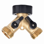 ZHEJIANG HONGCHEN IRRIGATION 2-Way Garden Hose Y Connector, Brass LAWN & GARDEN ZHEJIANG HONGCHEN IRRIGATION