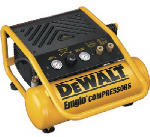 DEWALT DEWALT D55140 Portable Electric Air Compressor, Tool Only, 1 gal Tank, 0.33 hp, 120 V, 135 psi Pressure, 1-Stage TOOLS DEWALT