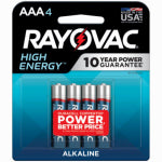 RAYOVAC High Energy AAA (Triple A) Alkaline Batteries, 4 Pack ELECTRICAL RAYOVAC   
