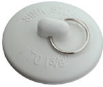 PLUMB SHOP DIV BRASSCRAFT Sink Stopper with Metal Ring, White, Rubber, 1 to 1-In. Drains PLUMBING, HEATING & VENTILATION PLUMB SHOP DIV BRASSCRAFT