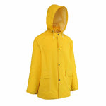 SAFETY WORKS INC Rain Coat with Detachable Hood, Yellow PVC, XL CLOTHING, FOOTWEAR & SAFETY GEAR SAFETY WORKS INC