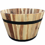 SYNDICATE HOME & GARDEN Wood Barrel Wood Planter, 21 x 12 In. LAWN & GARDEN SYNDICATE HOME & GARDEN