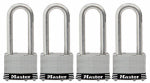 MASTER LOCK CO Keyed Laminated Padlocks, Stainless Steel, 2-In., 2.5-In. Long Shackle, 4-Ct. HARDWARE & FARM SUPPLIES MASTER LOCK CO