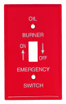 MULBERRY METALS Emergency Oil Burner Wall Plate, 1-Gang, Single-Toggle, Red ELECTRICAL MULBERRY METALS   