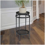 PANACEA PRODUCTS New Age Double Plant Stand, Black, 20 In. LAWN & GARDEN PANACEA PRODUCTS