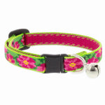 LUPINE INC Adjustable Cat Collar With Bell, Breakaway Buckle, Petunias Pattern, 1/2 x 8 - 12-In.