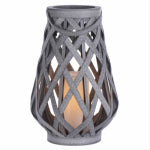 RIMPORTS LLC Rattan Criss-Cross Lantern, LED Candle, 17.5 In. OUTDOOR LIVING & POWER EQUIPMENT RIMPORTS LLC