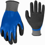BIG TIME PRODUCTS LLC Double Dip Coated Gloves, Textured, Water Resistant, Men's M