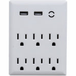 GLOBE ELECTRIC Wall Tap Surge Protector, 3-Outlet, 2-USB, White ELECTRICAL GLOBE ELECTRIC
