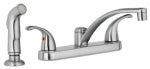 HOMEWERKS WORLDWIDE LLC-IMPORT Kitchen Faucet with Chrome Side Spray, 2 Decorative Lever Handles,Brushed Nickel
