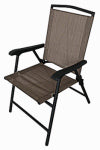 WOODARD CM LLC Marbella Steel Folding Chair, Sling Fabric, Tan OUTDOOR LIVING & POWER EQUIPMENT WOODARD CM LLC