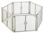 NORTH STATE IND INC Portable Play Yard, 6-Panel, Light Gray Plastic, 18.5-Sq. Ft. x 26-In.